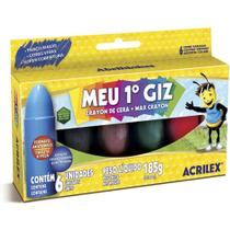 Giz de cera 6 cores meu primeiro giz acrilex