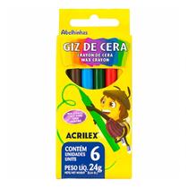 Giz de Cera Abelhinhas Acrilex 6 Cores Vivas e Traço Macio Giz de Cera Abelhinhas Acrilex 6 Cores Vivas e Traço Macio
