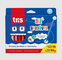 Giz De Cera Apagavel c/ 14 Cores Tris + Borracha