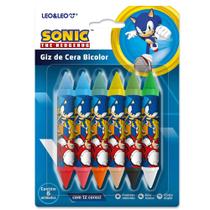 Giz de cera big bicolor sonic caixa c/ 6 und e 12 cores leo e leo 10154