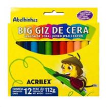 Giz De Cera Big Jumbo 12 Cores Vivas e Super Cobertura