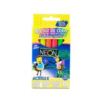 Giz De Cera Big Neon Fantasia Glitter 6 Cores Acrilex Giz De Cera Big Neon Fantasia Glitter 6 Cores Acrilex