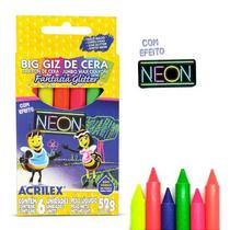 Giz De Cera Big Neon Gliter 52g 6cores Acrilex