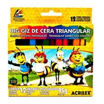 Giz de Cera Big Triangular Acrilex c/ 12 cores 09312