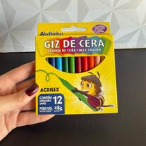 Giz de cera com 12 cores acrilex longo cores vivas azul vermelho rosa amarelo na caixa unidade gis lápis de cor Giz de cera com 12 cores acrilex longo cores vivas azul vermelho rosa amarelo na caixa unidade gis lápis de cor