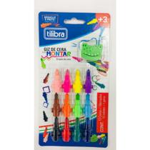 Giz de cera com 12 cores + borracha - Tilibra