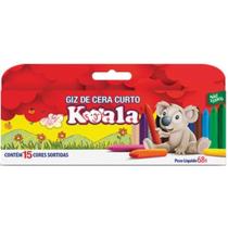 Giz de Cera (curto) 15 Cores Koala 12 Unid - Delta