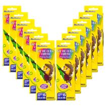 Giz de cera curto escolar Acrilex com 15 cores kit com 12 cx