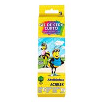 Giz de cera curto escolar Acrilex com 15 cores, total 68g abelhinhas Giz de cera curto escolar Acrilex com 15 cores, total 68g abelhinhas