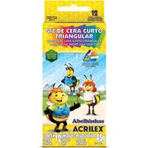 Giz de Cera Curto Triangular 12 Cores Pacote com 12