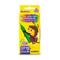 Giz de Cera Curto Triangular Acrilex 12 Cores 45g