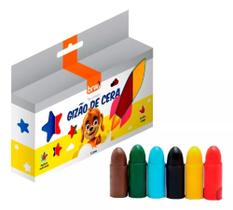 Giz de cera escolar Jumbo 6 cores grande colorido Brw Giz de cera escolar Jumbo 6 cores grande colorido Brw