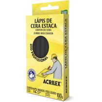 Giz de Cera Estaca Preto Com 12 Unidades Acrilex Giz de Cera Estaca Preto Com 12 Unidades Acrilex