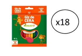 Giz de Cera Fino 12 Cores Atacado 216 unidades Colorido