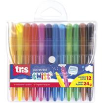 Giz de Cera Fino Retratil NEW TWIST 12 Cores