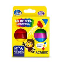 Giz de Cera - Foguete - 6 Cores - Acrilex