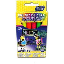 Giz de cera gizao big gis neon gliter 52g 6cores acrilex