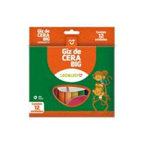 Giz de Cera Infantil Grande Big 12 Cores Escolar Leo&Leo