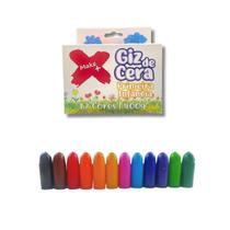 Giz de Cera Infantil Primeira Infância Colorido 12 Cores Jumbo - Make+