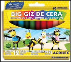 Giz De Cera Jumbo 12 Cores Big Giz 112G