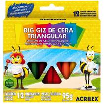Giz de Cera Jumbo 12 Cores Big Triangular 95 g Acrilex