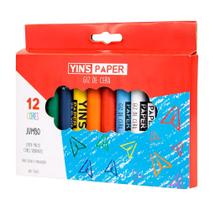 Giz de Cera Jumbo - 12 cores - Yins Paper Giz de Cera Jumbo - 12 cores - Yins Paper