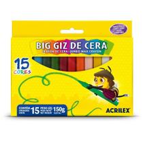Giz de Cera Jumbo 15 Cores BIG GIZ 150G CX.C/06 Giz de Cera Jumbo 15 Cores BIG GIZ 150G CX.C/06