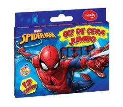 Giz de Cera Jumbo com 12 Cores Spider Man- MOLIN