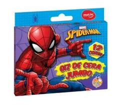 Giz de Cera Jumbo Homem Aranha c/ 12 Cores Spide-man - Molin