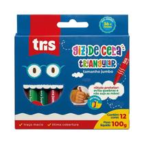 Giz de Cera Jumbo Triangular TRIS 12 Cores Traço Macio, Antiderrapante e Ideal para Criança Giz de Cera Jumbo Triangular TRIS 12 Cores Traço Macio, Antiderrapante e Ideal para Criança