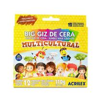 Giz De Cera Multicultural Tons de Pele com 12 Cores 110g - Acrilex Ref 09122