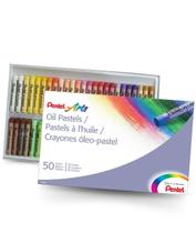 Giz de Cera Oleoso Pentel Artes 50 Cores Pastel Uso Artístico Desenhos e Ilustrações