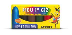 Giz De Cera Para Crianças Acrilex Meu 1º Giz Jumbo 12 Cores Lavável