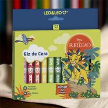 Giz de cera rei leao caixa c/ 12 cores leo&leo - LEONORA