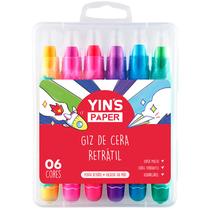 Giz de cera retrátil 6 cores clássicas Giz de cera retrátil 6 cores clássicas