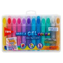 Giz De Cera Retratil Aquarelavel TRIS 12 Cores Metalicas