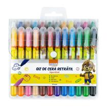 Giz De Cera Retrátil BRW Aquarelável Com 24 Cores