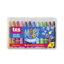 Giz de Cera Retrátil Tris Mega Gel 12 Cores