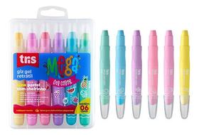 Giz De Cera Retrátil Tris Mega Gel Color 6 Cores Pastéis