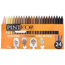 Giz de Cera Tons de Pele 24 Cores Pintkor 10 UNIDADES