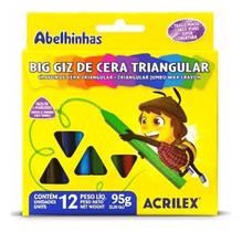 Giz De Cera Triangular 12 Cores - Acrilex 95g