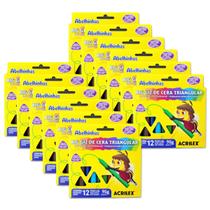 Giz de cera triangular Acrilex com 95g, kit com 12 caixas