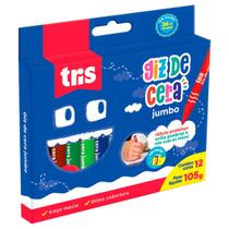 Giz De Cera Tris Redondo Mega Color Jumbo 12 Cores 105g Ref: 684321