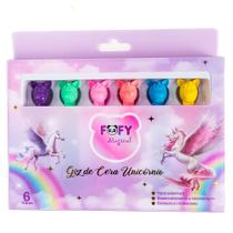 Giz de Cera Unicórnio FOFY 6 Cores Atóxico Infantil
