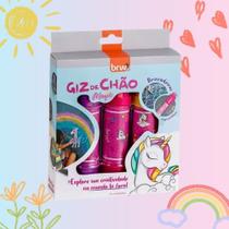 Giz de Chão Magic Unicórnio e Raptors Dinossauros 3 Cores c/ Capa Protetora (Unidade ou Kit) - BRW Giz de Chão Magic Unicórnio e Raptors Dinossauros 3 Cores c/ Capa Protetora (Unidade ou Kit) - BRW