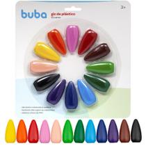 Giz De Plástico Atóxico 12 Cores Infantil Lavável Bebê Buba Não Suja As Mãos
