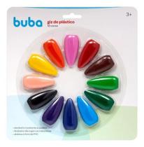 Giz De Plástico Atóxico 12 Cores Infantil Lavável Bebê Buba