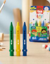 Giz de Rosto Brasil Tris 3 Cores Pintura Facial Maquiagem Infantil Torcida Copa Carnaval Lavável Seguro
