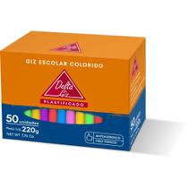 Giz Escolar Colorido Plastificado 30 Caixas com 50 Unidades