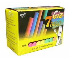 Giz escolar colorido plastificado 50 unidades - 7 Belo